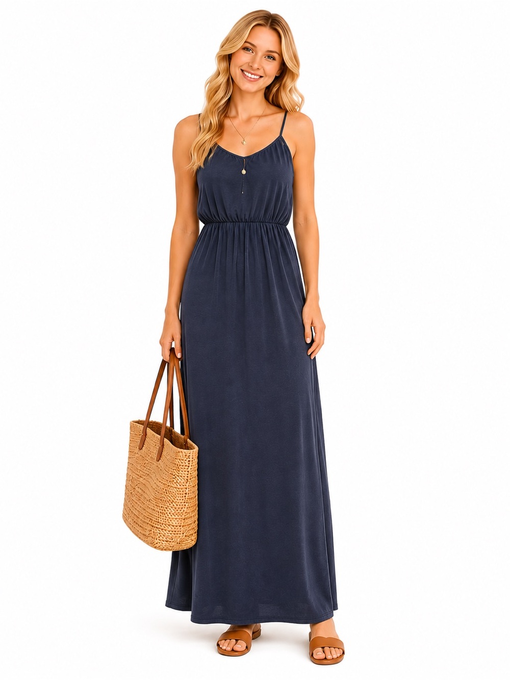 GAP Navy Spaghetti-Strap Maxi Dress